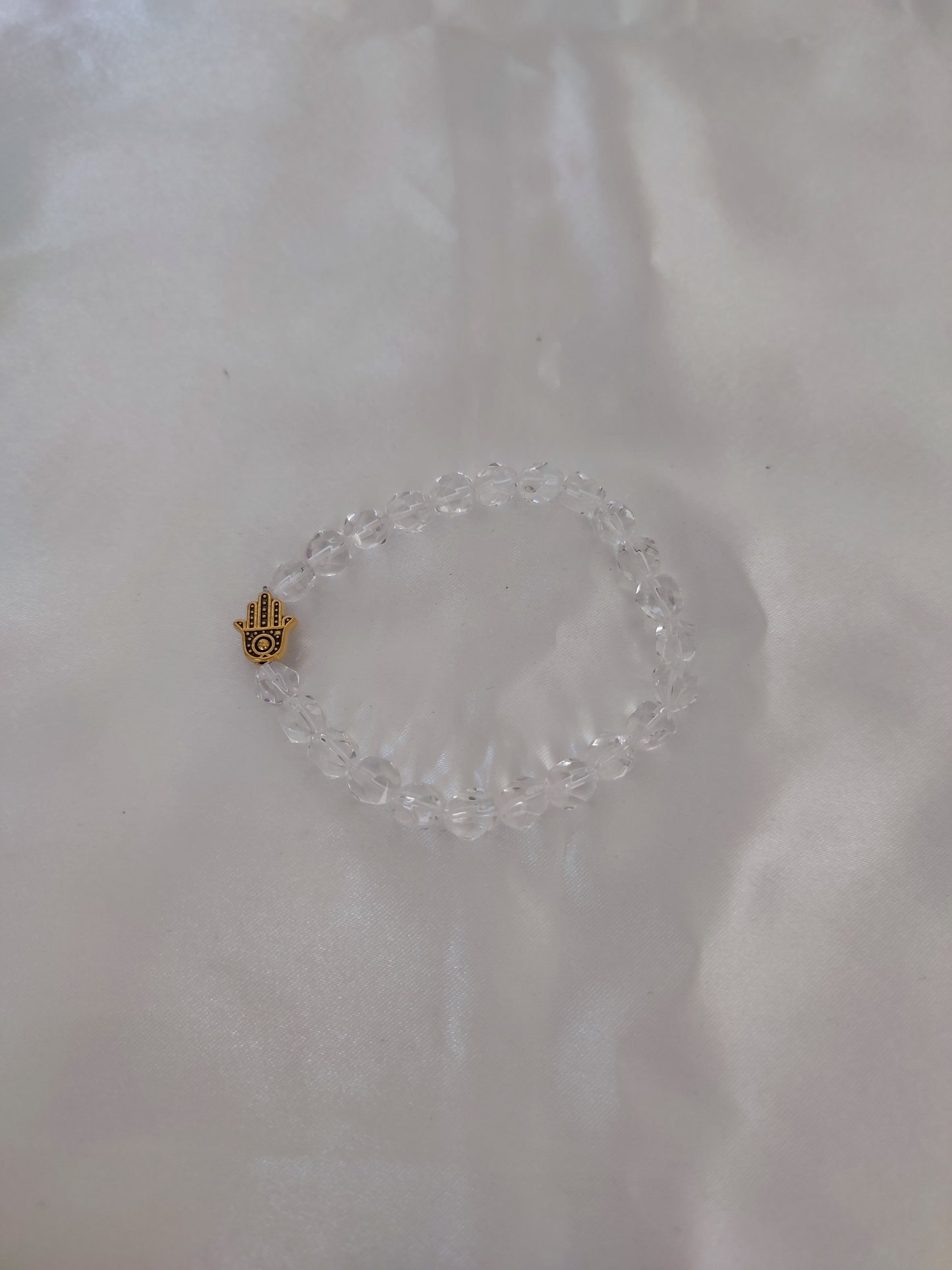 Pulseira de quartzo cristal branco facetado