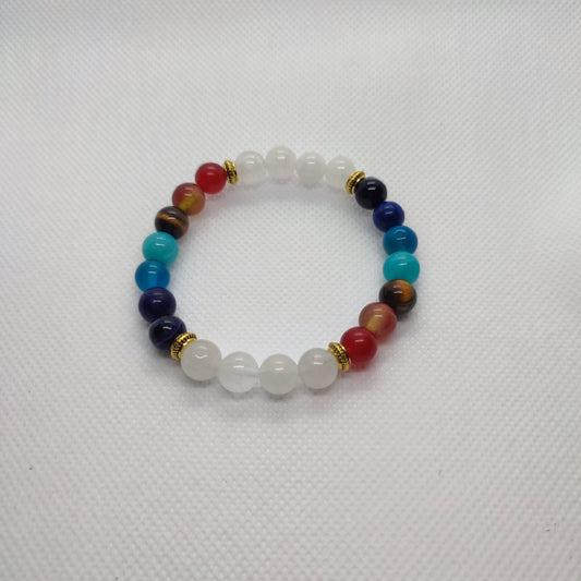 Pulseira dos 7 Chakras com Quartzo Branco