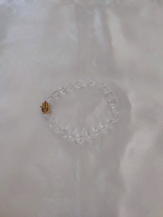 Pulseira de quartzo cristal branco facetado
