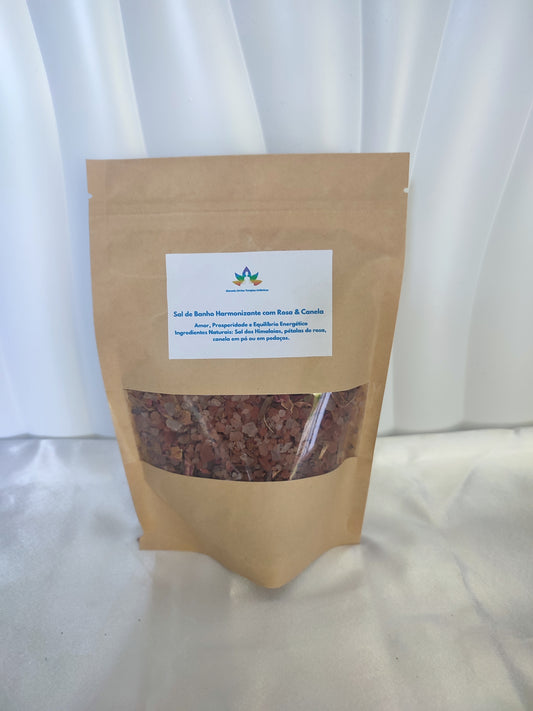 Sal de banho dos Himalaias com canela e rosa vermelha