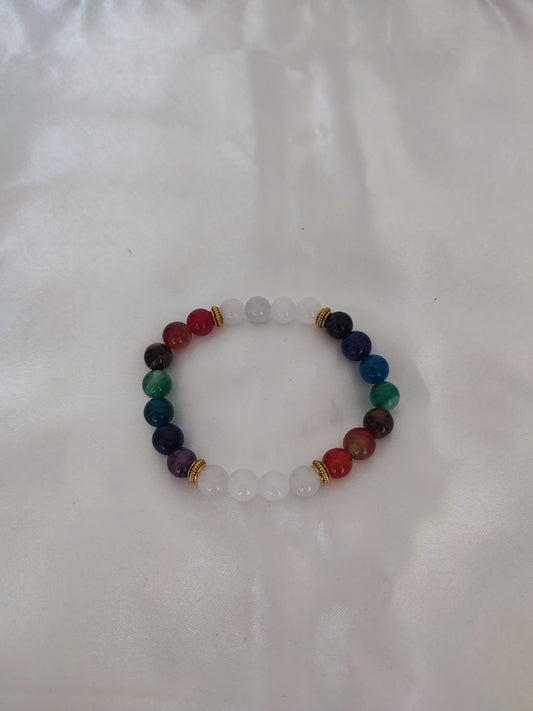 Pulseira dos 7 Chakras com Quartzo Branco